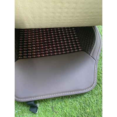 Lót Ghế Hạt Gỗ Ô Tô Phối Da Cao Cấp Libai - Lót Ghế Xe Hơi Chống Nóng, Thoáng Khí, Massage Lưng, Bảo Vệ Da Ghế Xe