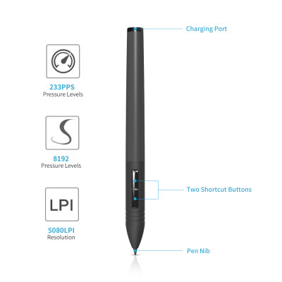 Bút kỹ thuật số Huion PEN80 có thể sạc, lập trình cho đồ họa 1060PLUS