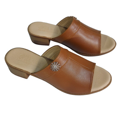 Dép Nữ Quai Ngang Cao Gót HÀ NAM Da Bò Thật Thời Trang Cao Cấp 3cm DNU2173