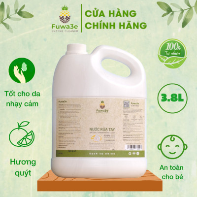 Nước rửa tay sát khuẩn Fuwa3e hữu cơ mùi tinh dầu quýt từ chế phẩm Enzyme sinh học 3.8L