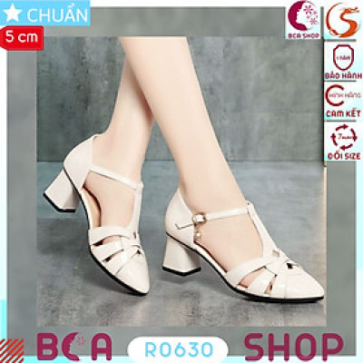 Sandal nữ mũi nhọn đế thấp 5 phân RO630 ROSATA tại BCASHOP thiết kế cắt xẻ cá tính, đá tòn ten dịu dàng cho set công sở