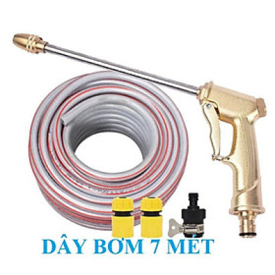  Bộ dây vòi xịt nước rửa xe, tưới cây . tăng áp 3 lần,loại 7m,10m 206701-3 đầu đồng,cút,nối đen+tặng đai