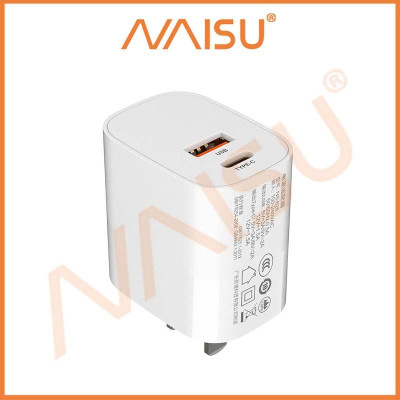 Sạc nhanh NAISU 18WA + C sạc nhanh đầy đủ giao thức 3C Bộ chuyển đổi được chứng nhận PD + QC3.0 sạc nhanh USB ID – 1815 - Hàng nhập khẩu