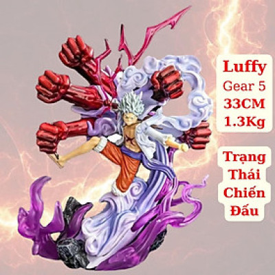 Mô Hình Luffy Gear 5 Trạng Thái Chiến Đấu 33cm Mô hình One Piece Cao Cấp, Figure Mô Hình Anmie One Piece Luffy Vua Hải T