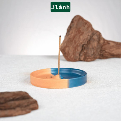 Đĩa Hứng Nhang Thủ Công 3 Lành Bằng Gốm Tối Giản Màu Đối Xứng Phong Cách Thiền Nhật Đựng Tàn Nhang Giữ Sạch Bàn