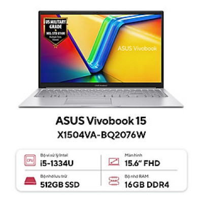 Asus Vivobook 15 X1504VA-BQ2076W (Intel Core i5-1334U | 16GB | 512GB | Intel Iris Xe | 15.6 inch FHD IPS | Win 11 | Bạc) - HÀNG CHÍNH HÃNG