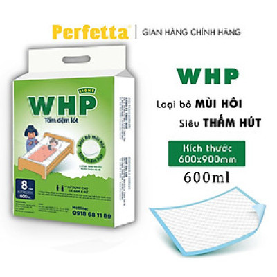 Tấm Đệm Lót WHP Underpad, Siêu Thấm Hút, Chống Trào Ngược, Khử Mùi Hiệu Quả Size 60x90 cm (20 miếng/túi)
