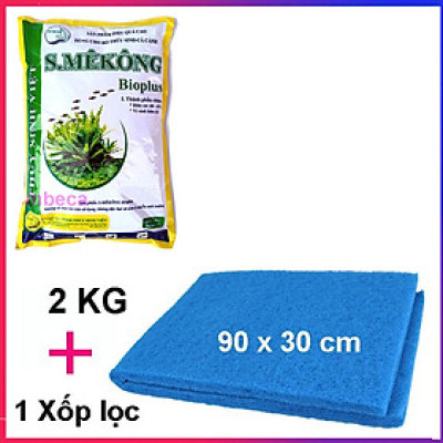 Phân nền thủy sinh SMEKONG II 2KG + Xốp Lọc Bể Cá 90x30cm vật liệu lọc nước hồ cá siêu sạch