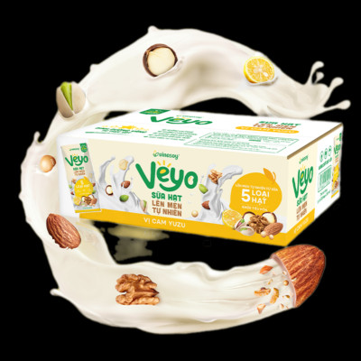 Thùng Veyo Sữa hạt lên men tự nhiên Vị Cam Yuzu (30hộp x 180ml)