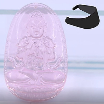 [Tuổi Mùi, Thân] Mặt Dây Chuyền Phật Đại Nhật Như Lai Đá Pha Lê Hồng Size Nhỏ 3.6cm & Size Lớn 5cm - Tặng Kèm Móc Inox - Phong Thủy 868 - May Mắn - Bình An