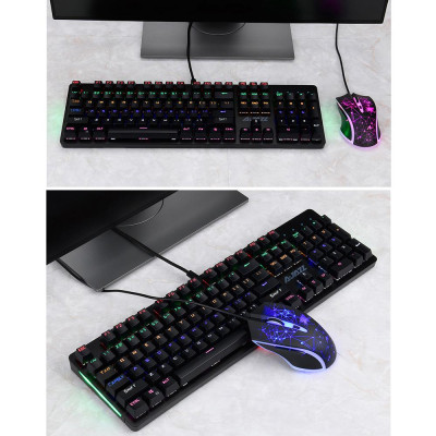 Bàn phím và chuột cơ AJAZZ Combo N-Key Rollover Red Switch đèn nền 2400DPI 104Keys