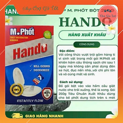 Bột thông tắc bồn cầu bể phốt xuất khẩu Hando 250Gr 