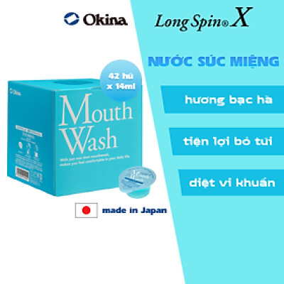 Nước súc miệng bỏ túi OKINA dòng LONG SPIN X Nhật Bản hương Bạc Hà – Hộp 42 hũ x 14ml