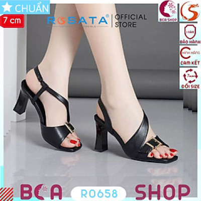 Sandal độc lạ hở mũi 7p RO658 ROSATA tại BCASHOP quai sau có phối thun thoải mái lại thời trang và sang trọng