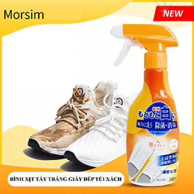 Chai xịt tạo bọt tẩy trắng khử khuẩn giày, quần áo Morsim Nhật Bản 240ml