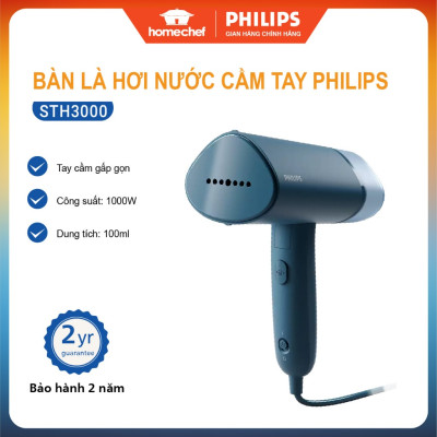 Bàn là, bàn ủi hơi nước cầm tay Philips STH3000, công suất 1000W, bảo hành 2 năm |Hàng chính hãng