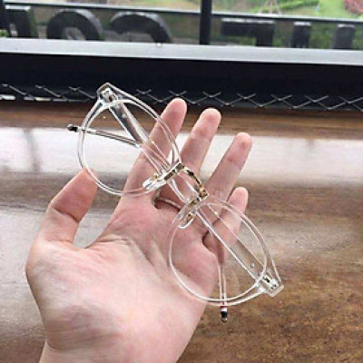 Kính Mắt tròn bầu trong suốt thời trang Hàn Quốc