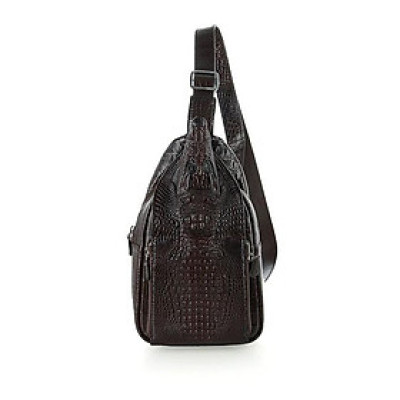 Túi đeo trước nam da cá sấu Huy Hoàng đầu cá sấu màu nâu đất HC6290