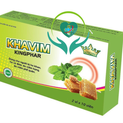 Viên ngậm Khavim Kingphar , hộp 20v, hỗ trợ giảm viêm, giảm ho, giảm đau họng