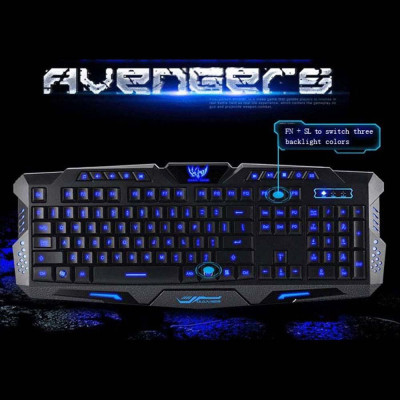 Bàn phím và Chuột chơi game có dây HSXJ English 3 Đèn nền Kết hợp Chuột quang có thể điều chỉnh DPI 