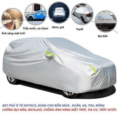 Bạt che ô tô 3 lớp thông minh cao cấp , bạt phủ trùm xe hơi 4 - 7 chỗ chống nước, chống xước, bạt vải dù oxford