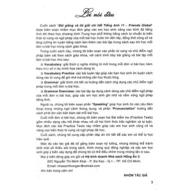 Sách - Bài Giảng Và Lời Giải Chi Tiết Tiếng Anh Lớp 11 - Theo Chương Trình GDPT Mới Friends Global - Hồng Ân