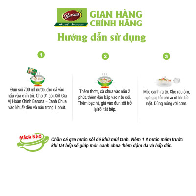 Combo 3 Gói Gia Vị Canh Chua Barona 80g chay mặn dùng được, tươi ngon chuẩn vị không cần nêm nếm