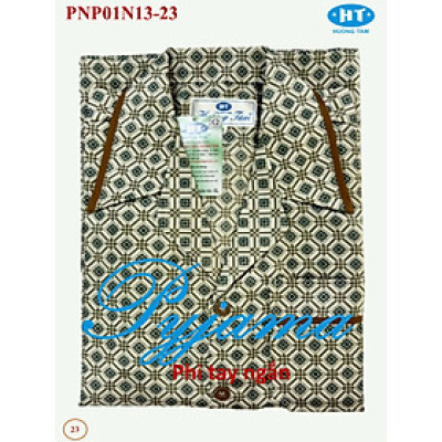 Bộ Pyjama HUONGTAM Phi bóng tay ngắn nam cao cấp(PNP02N13). Chất liệu vải polyester mềm mại, thoáng mát, không phai màu.