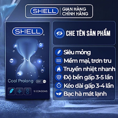 Bao cao su Shell Cool Prolong kéo dài thời gian, bạc hà mát lạnh - Hộp 10 cái | SHELL CHÍNH HÃNG