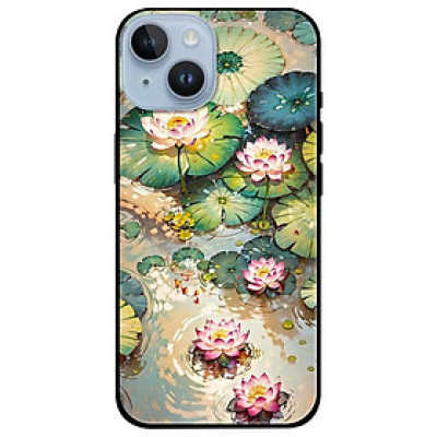 Ốp lưng dành cho Iphone 15 - 15 Plus - 15 Pro - 15 Pro Max - Năm Sen Hồng Trắng - Hàng Chính Hãng