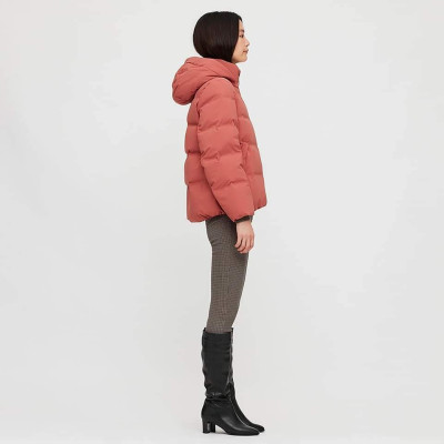 Aó lông vũ Nữ đại hàn siêu nhẹ siêu ấm có mũ Nhật bản màu hồng size L