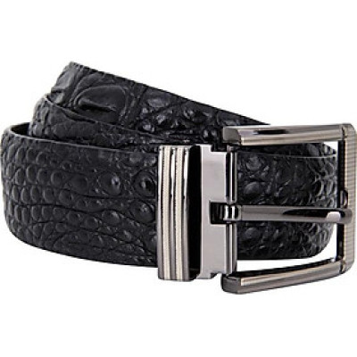 Thắt Lưng Nam Da Cá Sấu Gai Bụng Bản Lớn Đầu Kim Huy Hoàng HT4228 - Đen