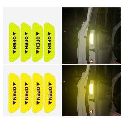 Bộ 4 decal dán phản quang trang trí ô tô OPEN cánh cửa xe ô tô - Phản Quang báo hiệu cửa xe đang mở loại tốt nhiều màu