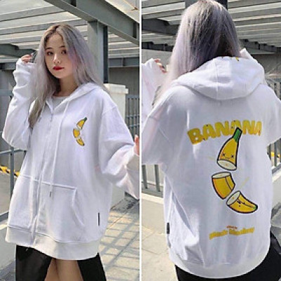  Áo khoác hoodie CHUỐI BANANA nỉ ngoại ulzzang đôi nam nữ unisex form rộng dây kéo zip dày giá rẻ đẹp
