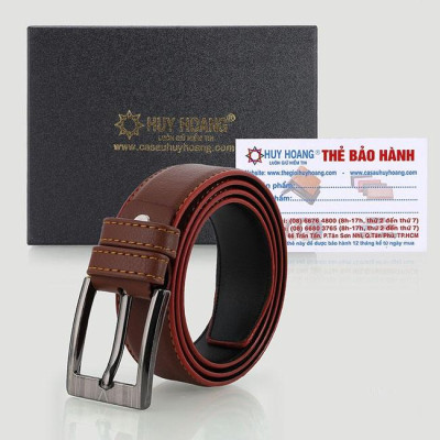 HP4004-05-06 - Dây nịt nam Huy Hoàng 3,5P may viền màu bò, đen, nâu