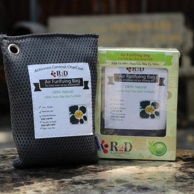 Túi hút ẩm than hoạt tính gáo dừa khử mùi và lọc không khí cho xe hơi chính hãng R2D (hộp 2 túi Lớn)