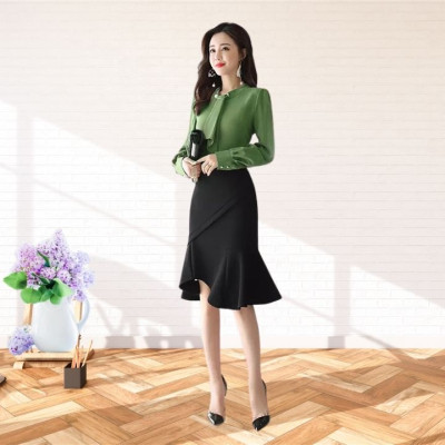 Chân váy đuôi cá công sở nữ dáng midi dài 60cm hàng thiết kế chân váy Hàn Quốc vải kaki thun co giãn New Design MS009