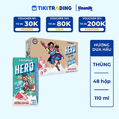 Thùng 48 hộp thức uống sữa trái cây vị dưa hấu Vinamilk Hero 110ml