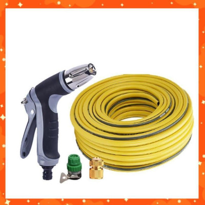 Bộ dây vòi xịt nước rửa xe,tưới cây tăng áp 3 lần 20m(cút đồng nối nhựa xanh) 206817