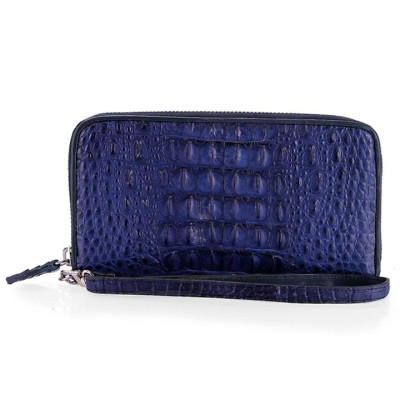 HC3717 - Ví nữ Huy Hoàng da cá sấu 1 khóa nguyên con màu xanh đậm