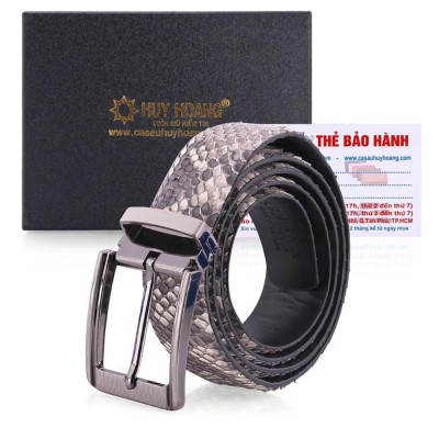 HP4306-07-10-45 - Thắt lưng nam da trăn Huy Hoàng 3,5P đầu kim màu da nguyên thủy, đen, trắng, nâu