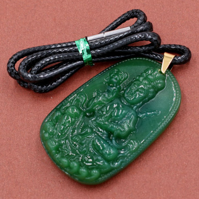 Dây chuyền mặt Quan Âm Bồ Tát - thạch anh xanh 5.7cm DEQAXL2