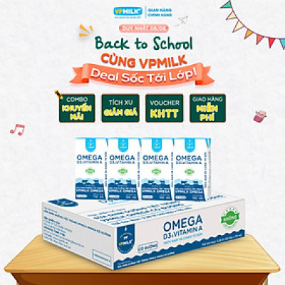 Sữa Dinh Dưỡng Tiệt Trùng VPMilk Omega Có Đường dạng hộp cho bé trên 1 tuổi 110ml (thùng 48 hộp)