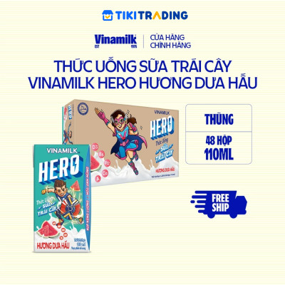 Thùng 48 hộp thức uống sữa trái cây vị dưa hấu Vinamilk Hero 110ml