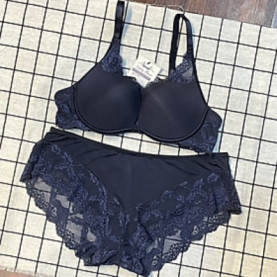 Bộ đồ lót nữ Vic cotton pha ren 3/4 mút vừa có gọng quần ren ôm nguyên mông gợi cảm