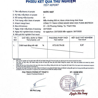 Nước giặt xả hữu cơ enzyme sinh học từ vỏ dứa Fuwa3e 3L