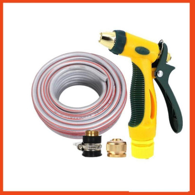 Bộ dây vòi xịt nước rửa xe, tưới cây tăng áp 3 lần,loại 3-5M (nối đồng nhựa đen) 206317