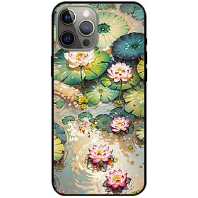 Ốp lưng dành cho Iphone 12 - 12 Pro - 12 Pro Max - 13 Mini - 13 - 13 Pro - 13 Pro Max - Năm Sen Hồng Trắng - Hàng Chính Hãng