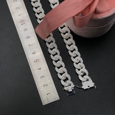 Dây Chuyền, Vòng Cổ Nam Bạc Ta Cuban Bản 12mm Dài 55cm Chính Hãng BẠC HIỂU MINH DBN079