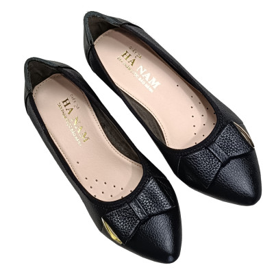 Giày Nữ Búp Bê Đế Xuồng TiTi ĐÔ Da Bò Thật Thời Trang Cao 5cm GBB2042d